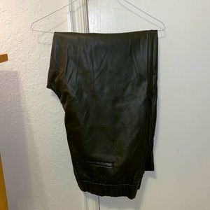 Green Faux Leather Dress Pants